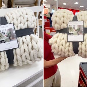 Casaluna 50x70 Chunky Cream Knit Throw Blanket